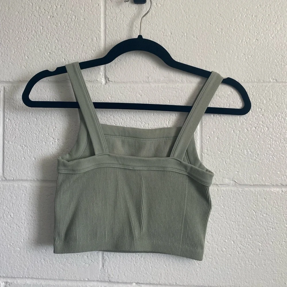 CottonOn Pale Green Crop Ribbed Tank - Picture 2 of 2
